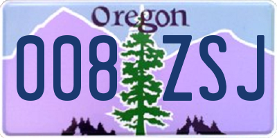 OR license plate 008ZSJ