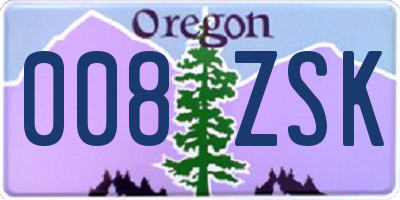 OR license plate 008ZSK