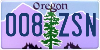 OR license plate 008ZSN