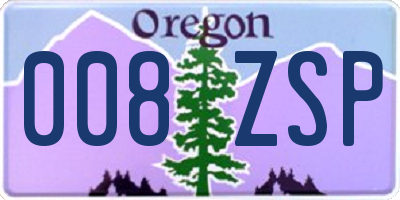 OR license plate 008ZSP