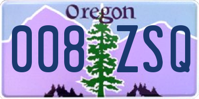 OR license plate 008ZSQ