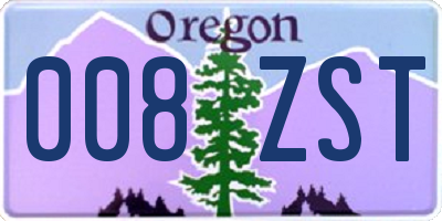 OR license plate 008ZST