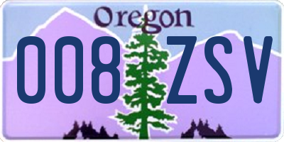 OR license plate 008ZSV