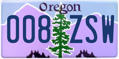 OR license plate 008ZSW