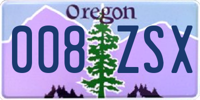 OR license plate 008ZSX