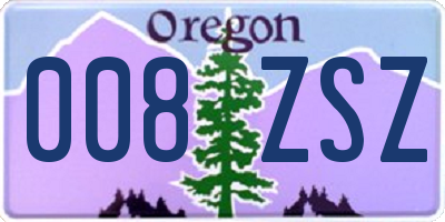 OR license plate 008ZSZ