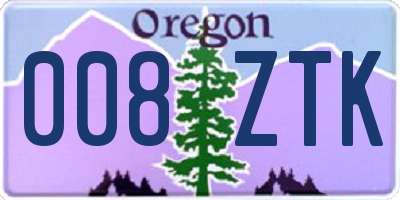 OR license plate 008ZTK
