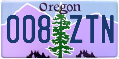 OR license plate 008ZTN