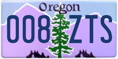 OR license plate 008ZTS