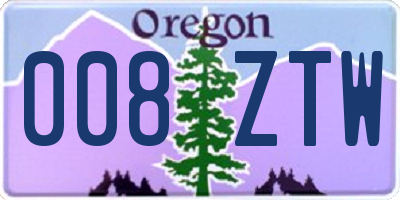 OR license plate 008ZTW