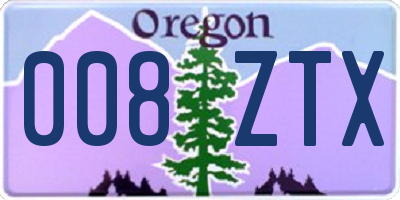 OR license plate 008ZTX