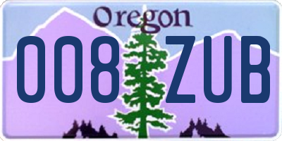 OR license plate 008ZUB