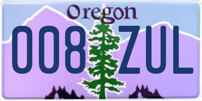 OR license plate 008ZUL