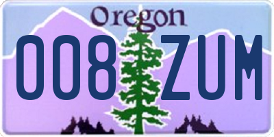 OR license plate 008ZUM