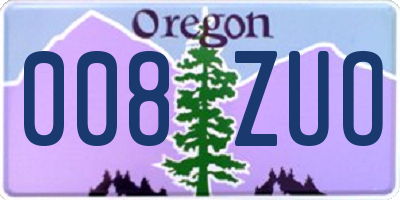 OR license plate 008ZUO
