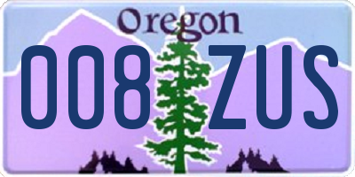 OR license plate 008ZUS