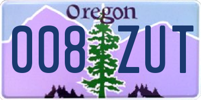 OR license plate 008ZUT