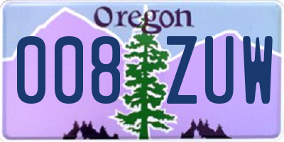 OR license plate 008ZUW