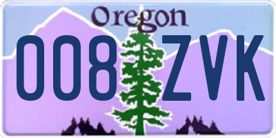OR license plate 008ZVK