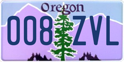 OR license plate 008ZVL