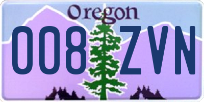 OR license plate 008ZVN