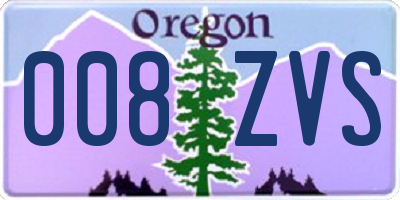 OR license plate 008ZVS