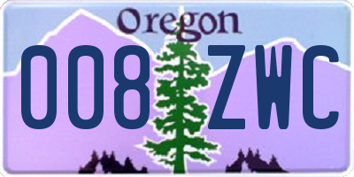 OR license plate 008ZWC