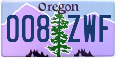 OR license plate 008ZWF
