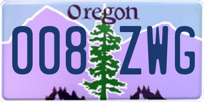 OR license plate 008ZWG