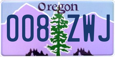 OR license plate 008ZWJ