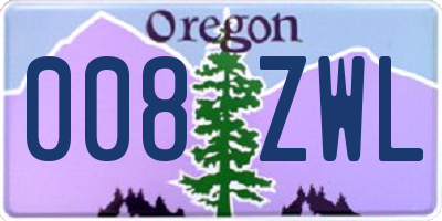 OR license plate 008ZWL