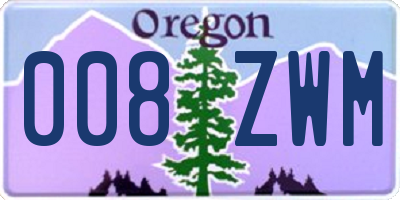 OR license plate 008ZWM