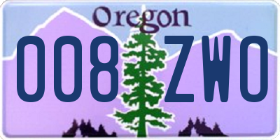 OR license plate 008ZWO