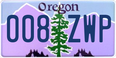 OR license plate 008ZWP