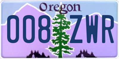OR license plate 008ZWR
