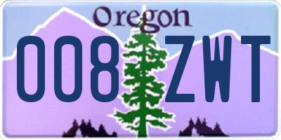 OR license plate 008ZWT