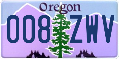 OR license plate 008ZWV