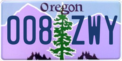 OR license plate 008ZWY