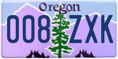 OR license plate 008ZXK