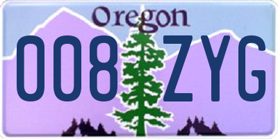 OR license plate 008ZYG