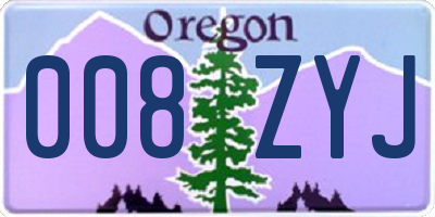 OR license plate 008ZYJ