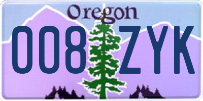 OR license plate 008ZYK