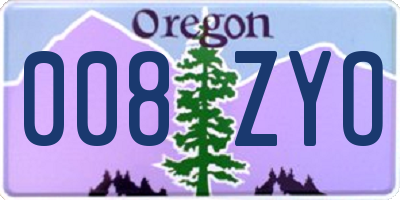 OR license plate 008ZYO
