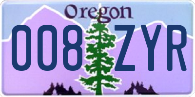 OR license plate 008ZYR