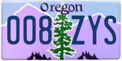 OR license plate 008ZYS