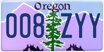 OR license plate 008ZYY