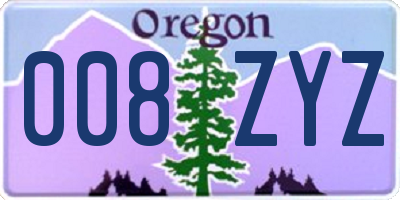 OR license plate 008ZYZ