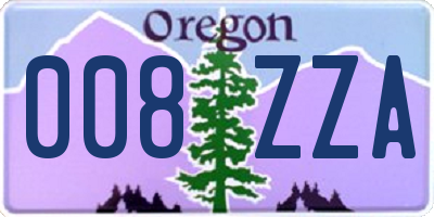 OR license plate 008ZZA