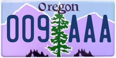 OR license plate 009AAA