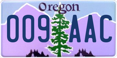 OR license plate 009AAC